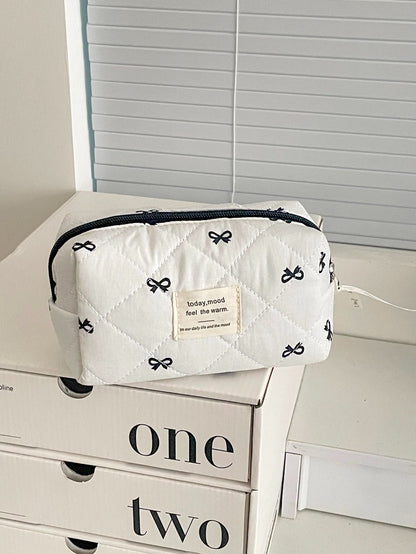 Black Sweet Bow Makeup Bag Trendy Portable Storage Pouch