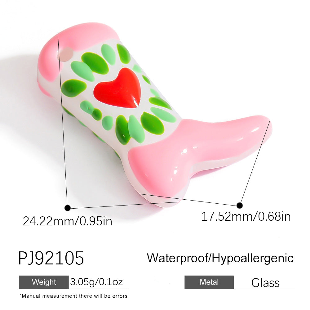 Hand-Painted DIY Jewelry Accessories Summer Dopamine Glass Heart Pendant
