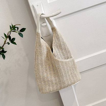 Large Capacity Straw Shoulder Bags