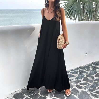 Elegant Solid Color Spaghetti Strap Maxi Dress