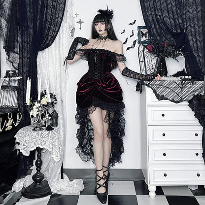 Gothic Lace Maxi Dress With Mermaid Hem