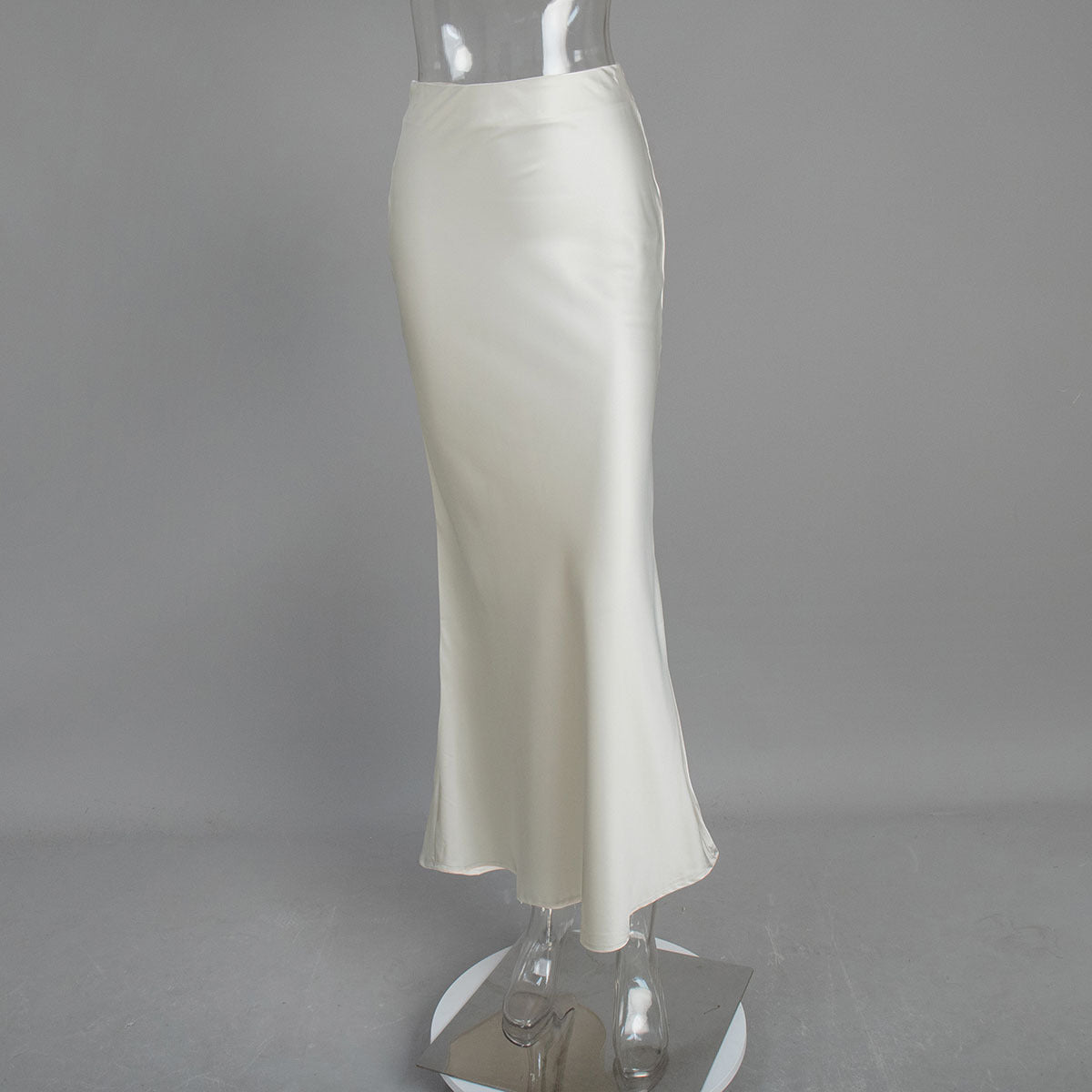 Elegant Mermaid Maxi Skirt Solid Color Satin Blend Street Style