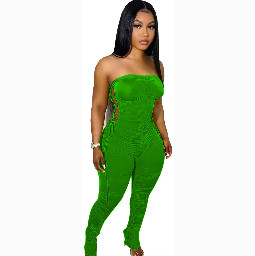 Slim Fit Side Tie Milk Silk Jumpsuit