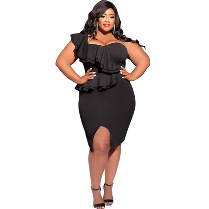 Off-Shoulder Ruffle Midi Dress Stylish Casual Dress