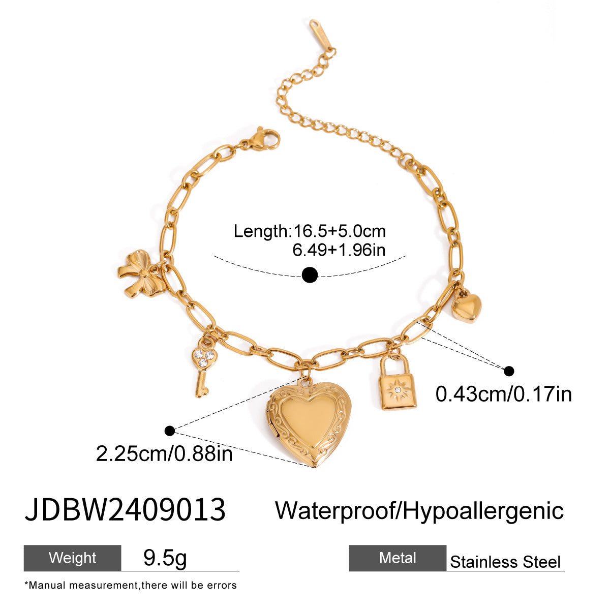 Minimalist Heart Pendants Tassel Chain Bracelet