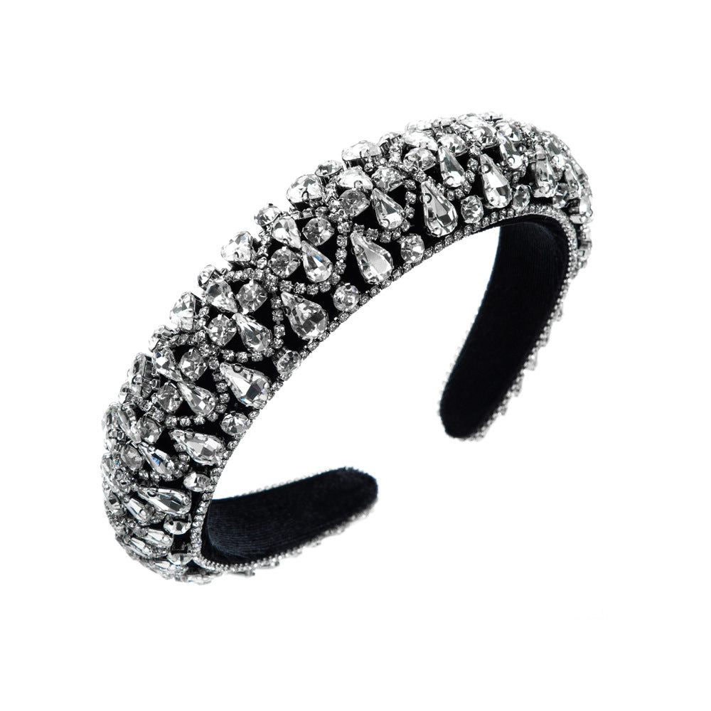 Trendy Rhinestone Wide Headband Elegant Baroque Hair Accessory