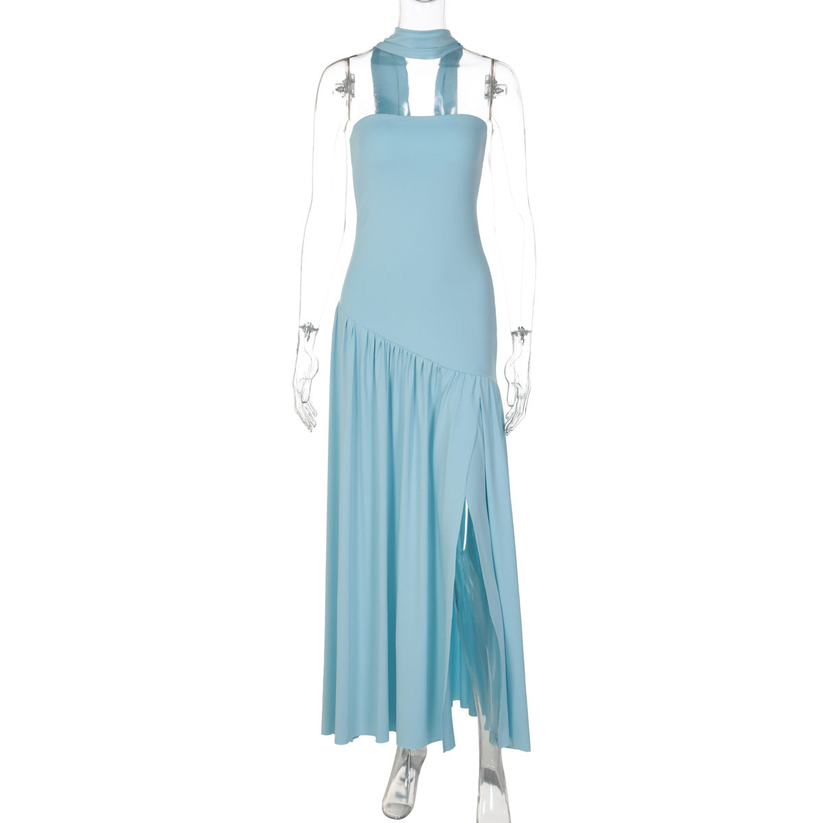 Elegant Strapless Bodycon Maxi Dress With Back Slit