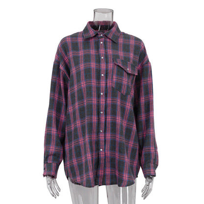 Casual Checkered Long Sleeve Button-Up Shirt