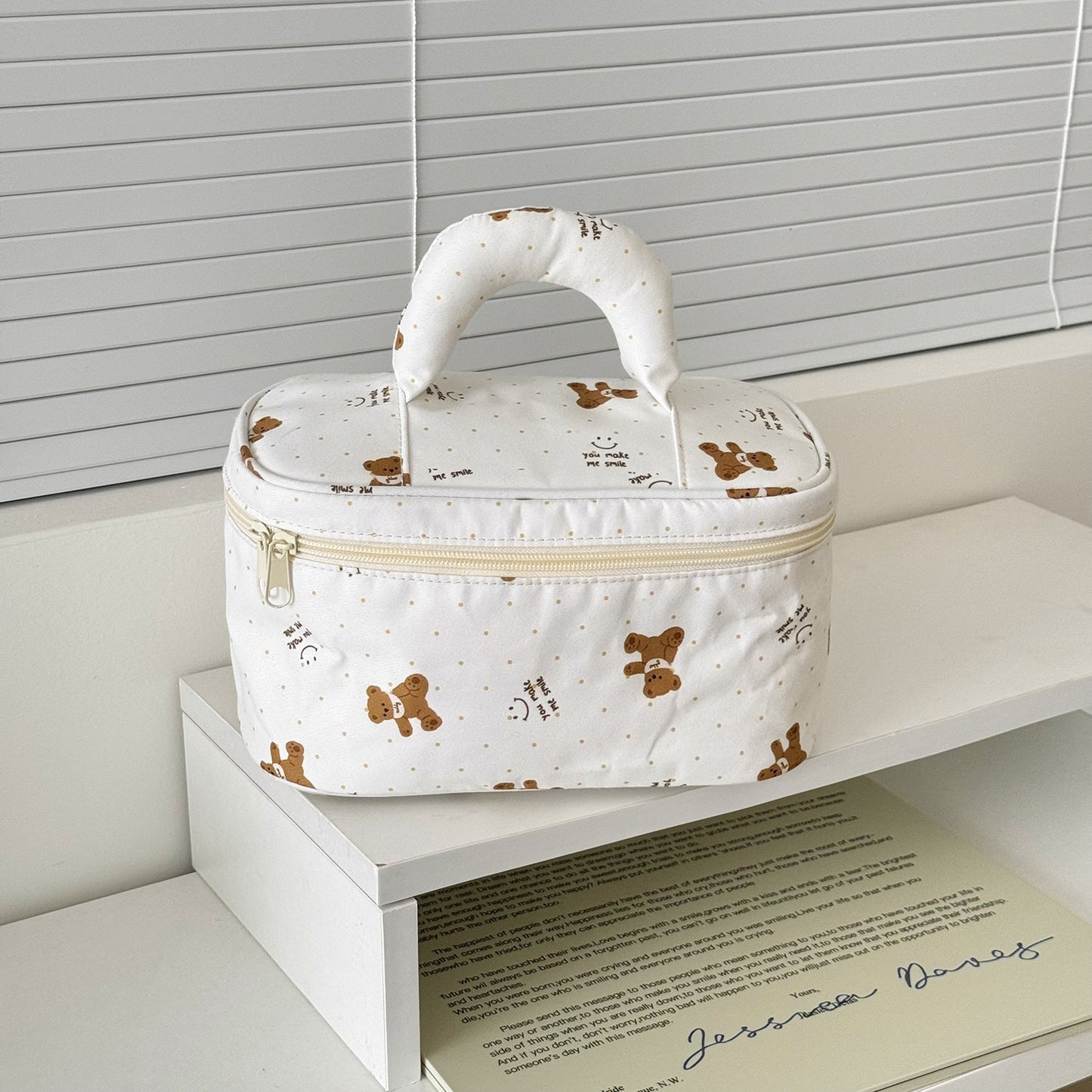 Cute Bear Print Large Capacity Makeup Bag