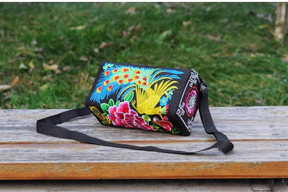 Ethnic Style Classic Embroidery Bag, Three-Layer Zipper Bag, Cross-Body Embroidery Small Bag