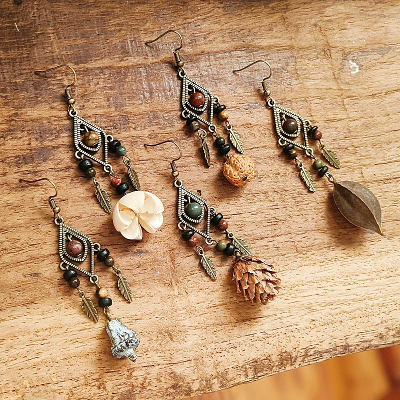Handcrafted Vintage Geometric Feather Earrings Bohemian Style