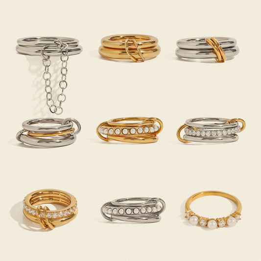 Pearl Zircon Layered Single Ring