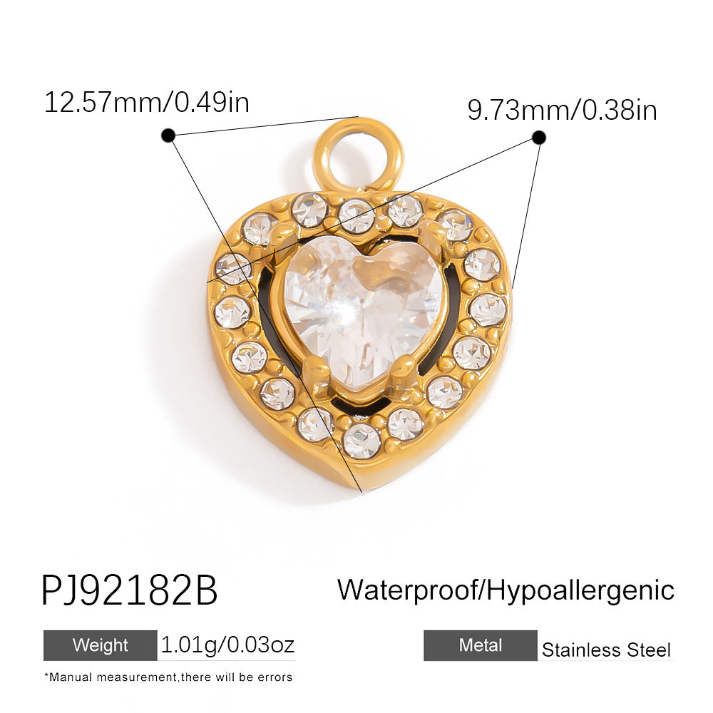 Luxury Stainless Steel Jewelry Accessories Elegant Heart-Shaped Stones