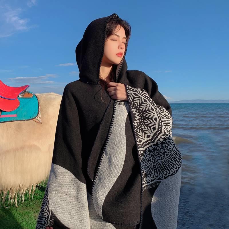New Autumn And Winter Ethnic Scarf For Women Tibet Cloak Thickened Desert Cloak