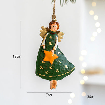 Vintage Distressed Angle Girl Iron Christmas Hanging