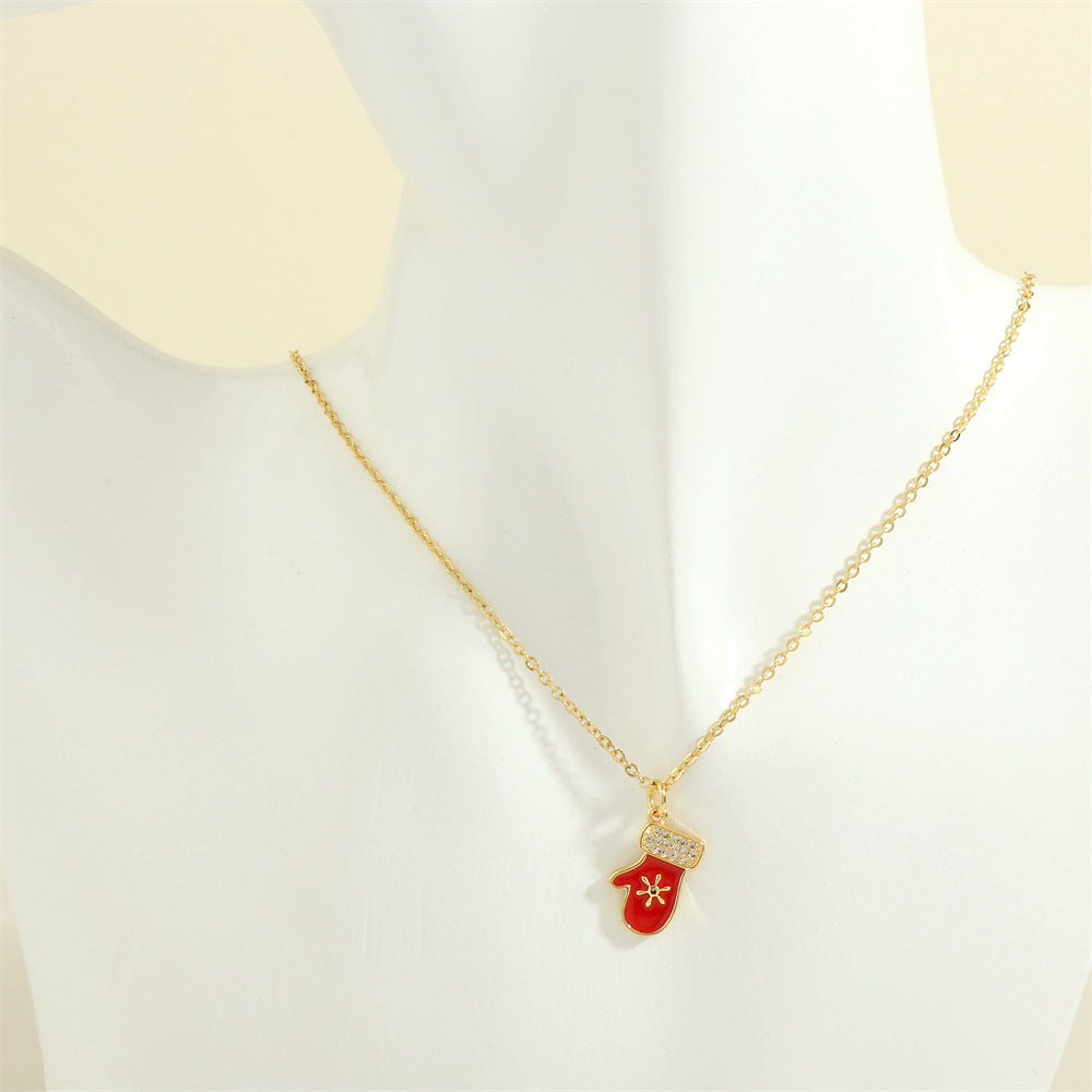 Simple Christmas Pendant Enamel Necklace