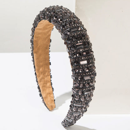 Fashionable Rhinestone Hairband with High Crown Sponge Design