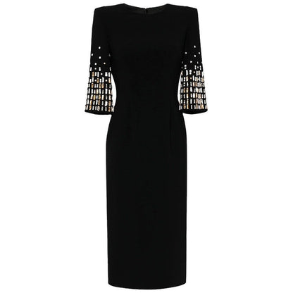 Elegant Beaded Dress with Short Sleeves