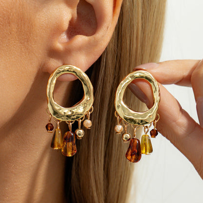 Geometric Resin Dangle Earrings Irregular Acrylic Metal Jewelry
