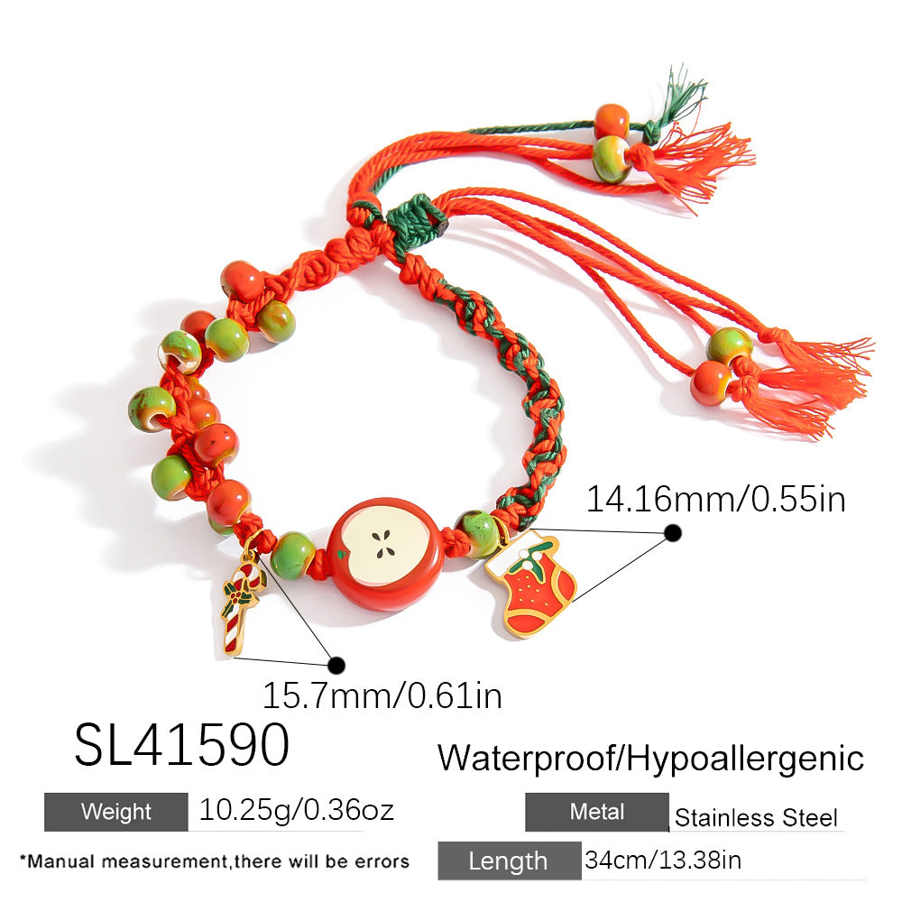 Fashionable Woven Stainless Steel Bracelet with Colorful Beads