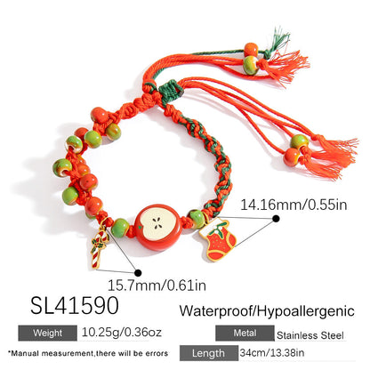 Fashionable Woven Stainless Steel Bracelet with Colorful Beads