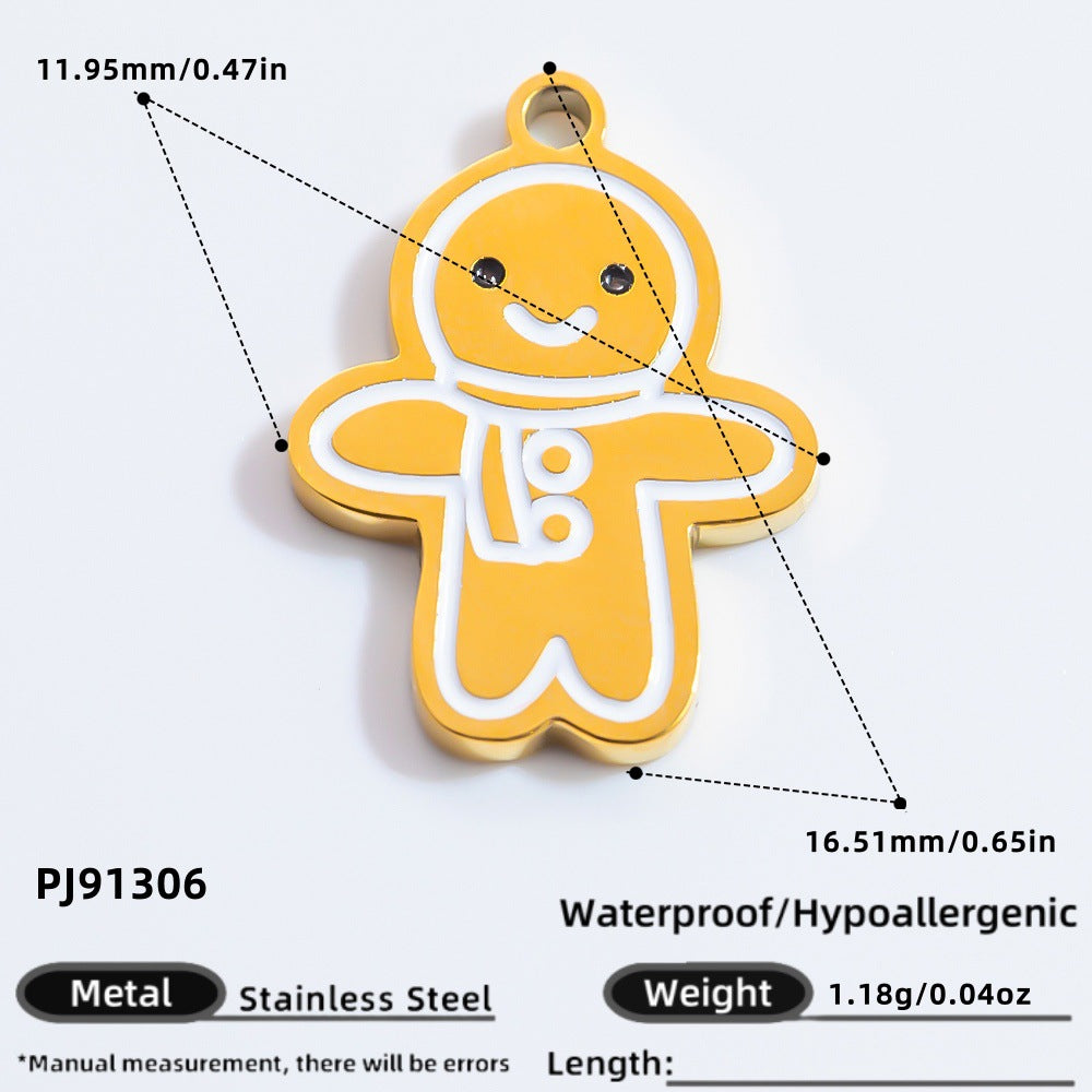 DIY Christmas-Themed 18K Gold-Plated Stainless Steel Pendant Accessories