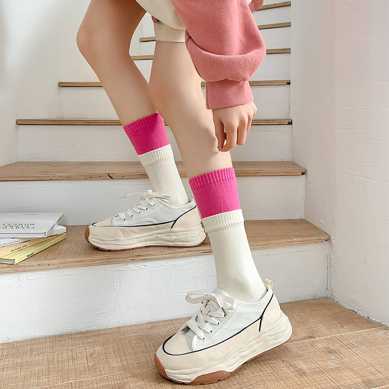 Rufia - Color Block Contrast Double Edge Socks