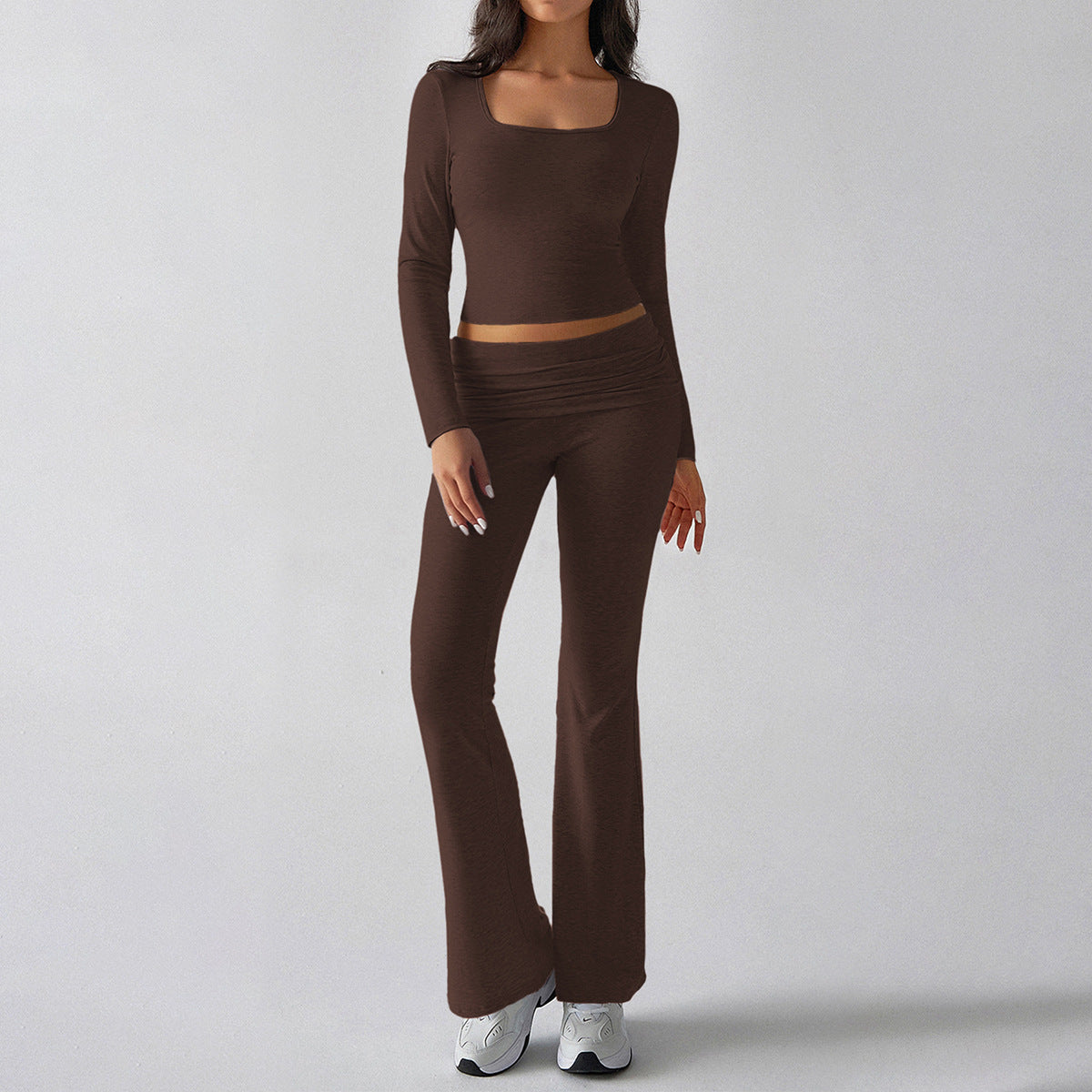 Casual Knit Long Sleeve Top and Pants Set