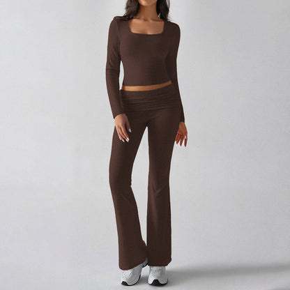 Casual Knit Long Sleeve Top and Pants Set