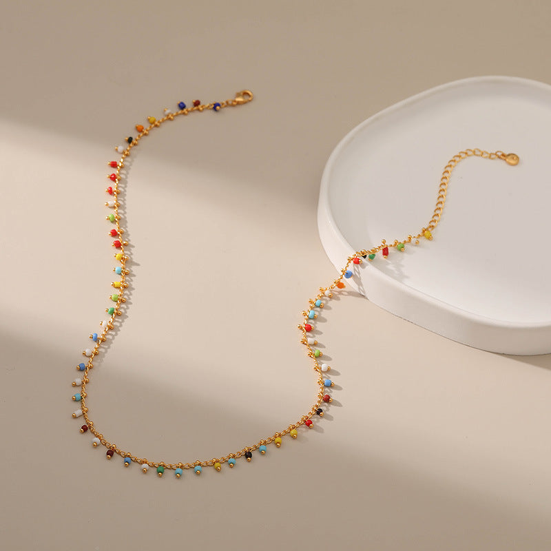 Colourful Vintage Rice Beads Necklace