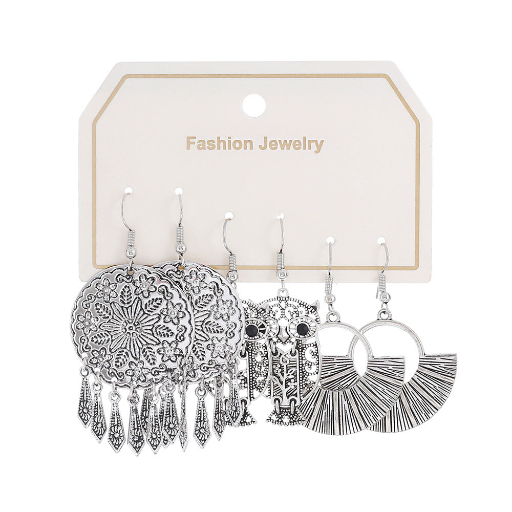 Bohemian Turquoise Tassel Earrings Vintage Alloy Jewelry