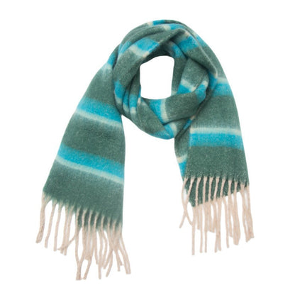 Winter Striped Warm Tassel Thick Scarf
