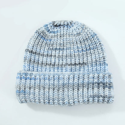 Striped Color Block Simple Warm Cuffed Beanie