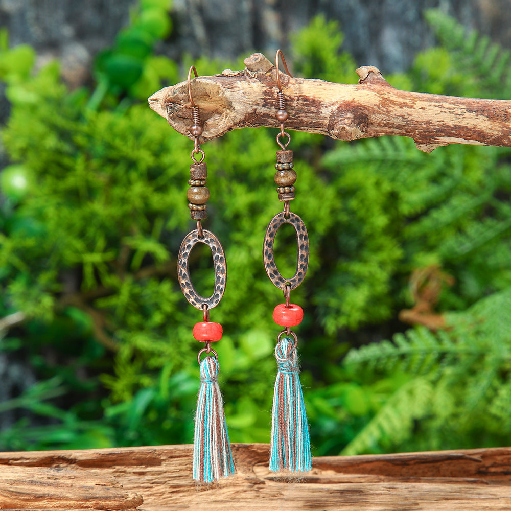 Bohemian Vintage Tassel Earrings Set Handmade Zinc Alloy Accessories