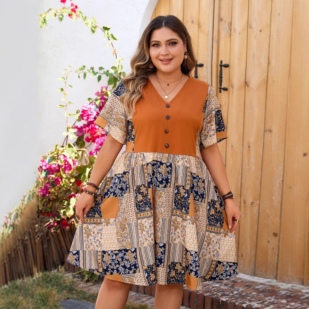 Bohemian Maxi Dress with 3D Pattern Elegant Casual
