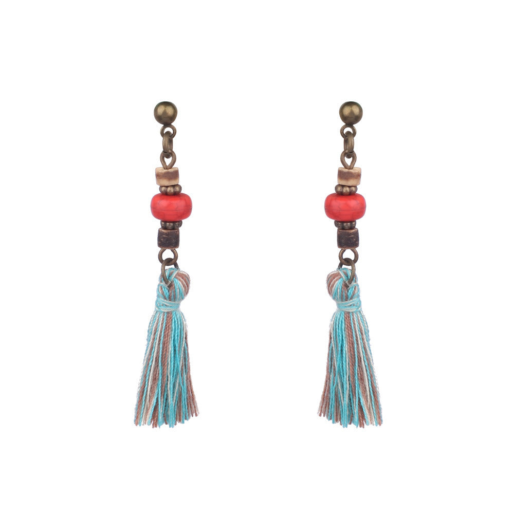 Geometric Handmade Tassel Earrings Retro Bohemian Accessories