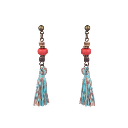 Geometric Handmade Tassel Earrings Retro Bohemian Accessories
