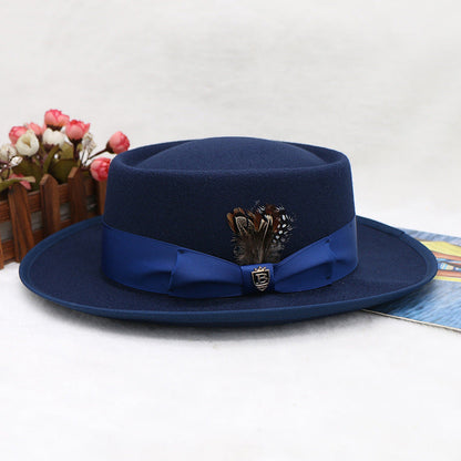 Trendy Pork Pie Wool Felt Hat for Men and Women