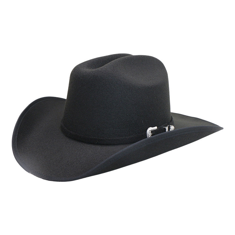 Men's Wool Felt Cowboy Hat - Adjustable Western Design