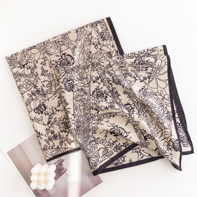Scarvii - Floral Outline Pattern Square Scarf