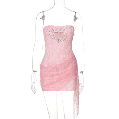 Fashionable Sexy Lace Heart Shaped Bodycon Dress