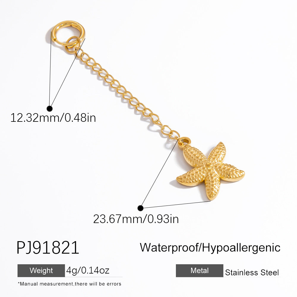 Stainless Steel Starfish & Shell Pendant Jewelry