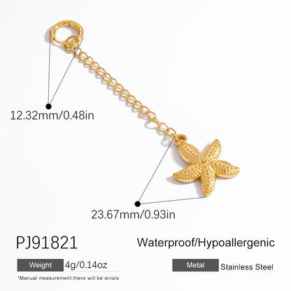 Stainless Steel Starfish & Shell Pendant Jewelry
