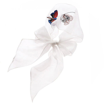 Summer Thin Embroidery Butterfly Narrow Strip Silk Scarf Women Spring And Autumn Versatile Fashion Gauze Scarf Women