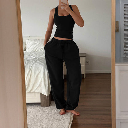 Skinny Fit Yoga Tank Top And Long Pants Set - Casual Style