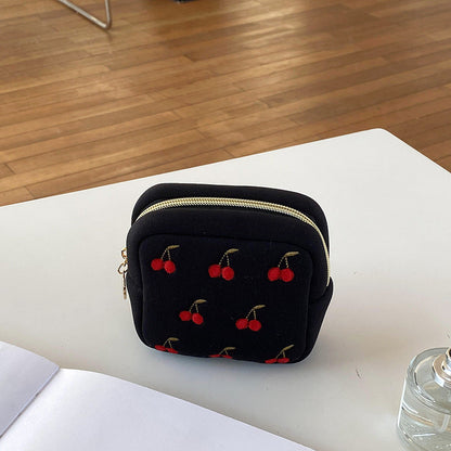 Multi-Functional Portable Makeup Bag Cherry Coin Purse