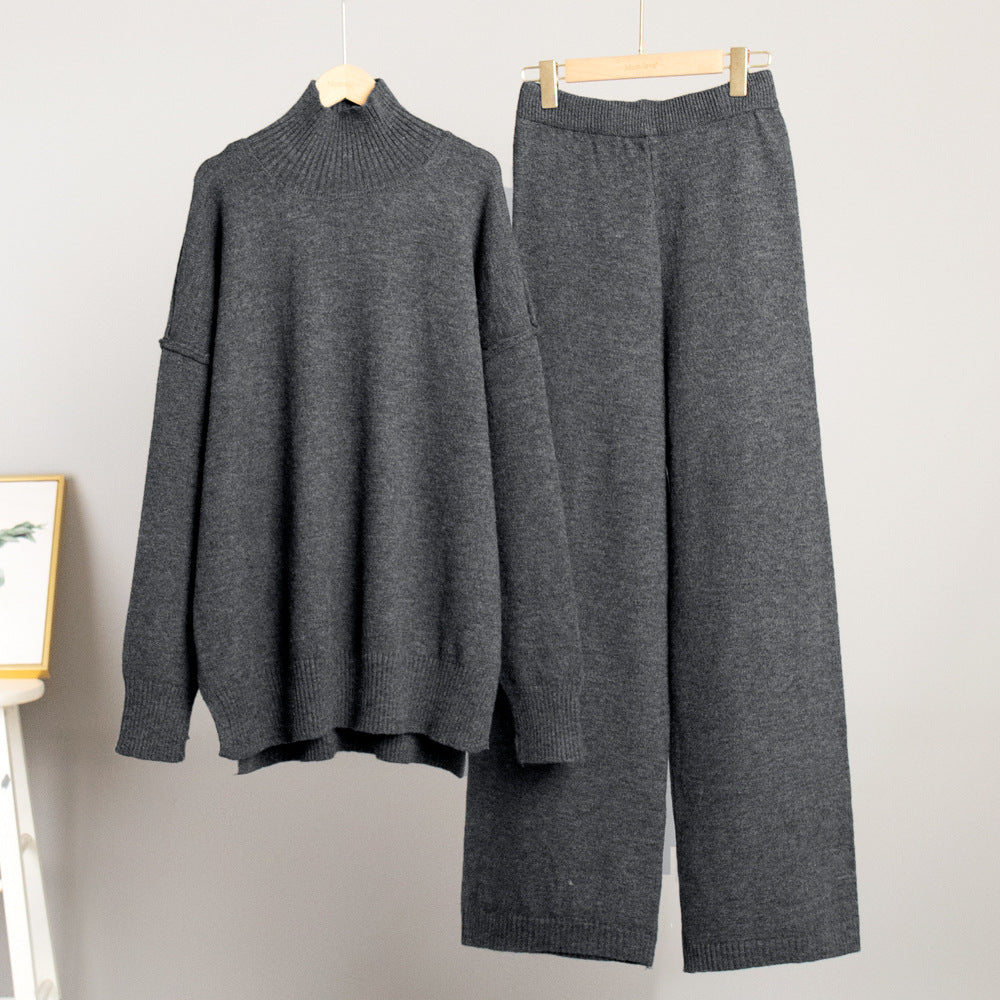 Cozy Turtleneck Sweater Set for Women with Relaxed Fit