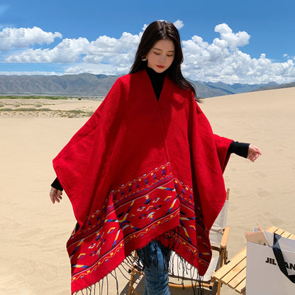 Ethnic Tibetan Shawl Cloak Warm Scarf