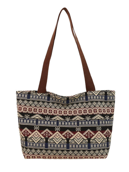 Trendy Canvas Tote Bag for Women with Color Block Design