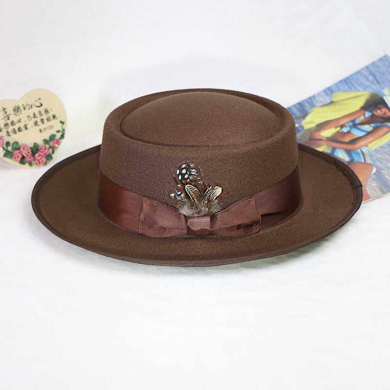 Trendy Pork Pie Wool Felt Hat for Men and Women